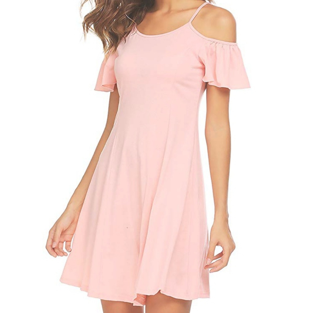 NWT Cold Shoulder Blush Pink A-line Sundress - Picture 5 of 6